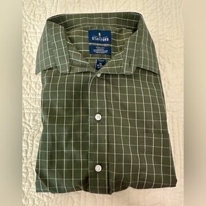 Stafford Men's Green Striped Dress Shirt